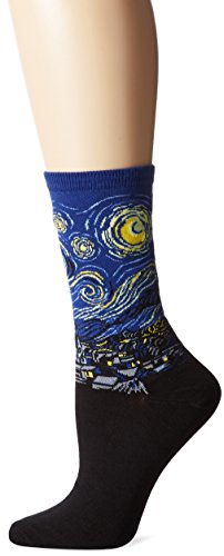 Hot Sox Women's Artist Series Crew Socks | Starry Night, Royal, Shoe Size: 4-10