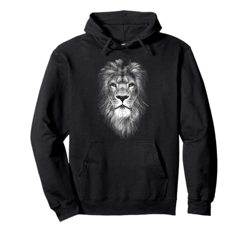 MyAnimal - Len fresco con ojos verdes Sudadera con Capucha Unisex Nios Fans de Animales Leo Negro Talla S