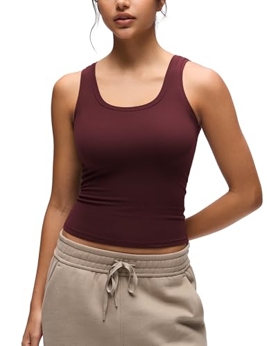 Image of CRZ YOGA Softembrace Scoop Neck Tank Top | Workout, Ultra Soft, Tight Fit, Waist Length, Double Lined, Sleeveless Shirts for Women