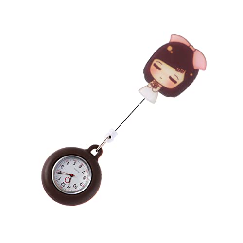 MOBUTOFU 伸縮ナースウォッチ ナース オンウォッチ 看護師用の時計 ラペルピンウォッチ 看護学生用腕時計 医者の懐中 ポータブルウォッチ Coffee