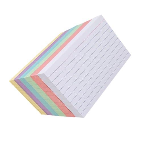 OFFSCH 300個 カラー罫線入りインデックスカード ノートカード 学習用メモ用紙 罫線付き便箋 収納便利 ポータブル 学校 オフィス用