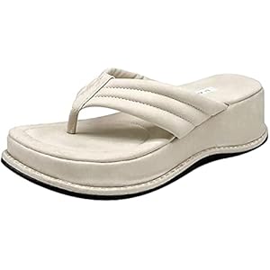 Heren strandschoenen, humane verdikking expanderende slippers, vrouwen hoge hak sandalen open tap sandalen flip-flops,White,37