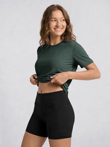 Image of ODODOS Women's Performance Cropped Tee Ultra Soft odSTRATUM Tech Short Sleeve Relaxed Top Crew Neck T-Shirts
