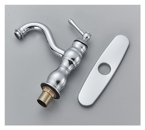 Mitigeur thermostatique lavabo chrome avec cache pour salle de bain rétro - 2