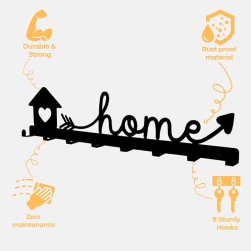 Image of Home Metal Key Hanger Without Drill| |Wall-Mounted Key Rack with 7 Hooks | Home Decor Organizer | Stylish Keychain Holder for Home & Office |No Drilling Required
