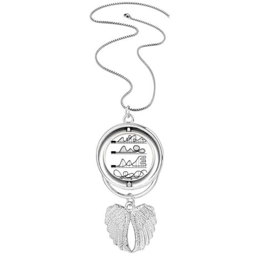 Collier pendentif ailes d'ange montagnes russes noires, bijou ras de cou ajustable