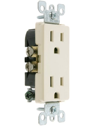 Leviton 15 Amp, 125 Volt, Decora Duplex Receptacle, Residential Grade, Grounding, 5325-T, Light Almond