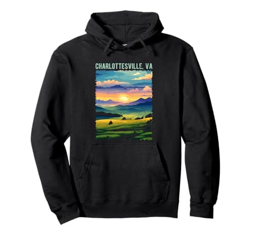 Diseño retro de montaña envejecido de Charlottesville Virginia Sudadera con Capucha