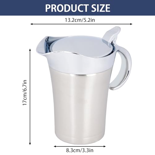 Yabound Gravy Boat with Lid, 750ml Stainless Steel Gravy Jug, Double Wall Insulated Thermal Serving Jug for Gravy, Custard, Cream, Sauce - Image 2