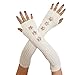 DUNKOING Cute Knitted Arm Warmer Kawaii Y2K Long Arm Sleeve Japanese Harajuku Goth Fingerless Sleeve for Women Girls (White-Star)
