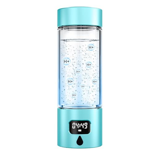 Image of 340ml Portable Hydrogen Water Bottle Generator with PEM-SPE Technology, Glass Exterior & Aluminum Shell, Produces 5000 ppb Hydrogen in 10 Minutes, for Home, Gym, Office & Travel