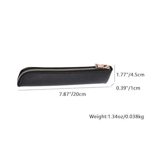 Image of Faux Leather Pencil Case Small Pencil Pouch Slim Pen Case Holder Zipper Bag for School Office(Black,Faux Leather)