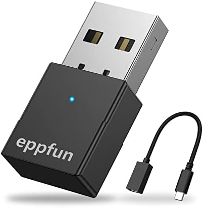 eppfun USB Bluetooth 5.2 Audio Transmitter Adapter for Connecting Wireless Headphones to PS4/5, Switch, Desktop PC, Qualcomm QCC3040 APTX-Adaptive HD Low Latency Wireless Audio Dongle