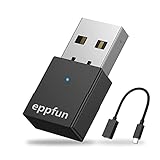 eppfun USB Bluetooth 5.2 Audio Transmitter zum Anschluss von Bluetooth-Kopfhörer an PS4/Switch/Desktop PC, Qualcomm APTX-Adaptive HD Low Latency Wireless Audio Adapter Dongle (nur Audio)