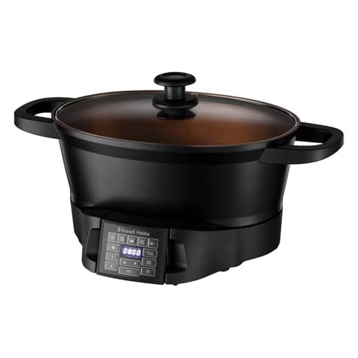 Russell Hobbs Good-to-Go 6.5L Electric Multicooker - 8 Digital functions inc Sear, Slow Cook, Steam, Boil, Keep warm & Roast, Cast aluminium housing, Glass lid, Dishwasher safe parts, 750W, 28270