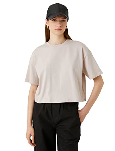 T-shirt manches courtes relax fit femme Koton coton col rond uni