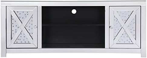 59 in. Crystal Mirrored Tv Stand Clear