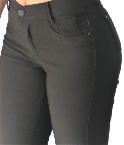 Calça Jeans Feminina Lycra Preta Skinny Cintura Alta com bolso Levanta Bumbum Ideal Para o Dia a Dia