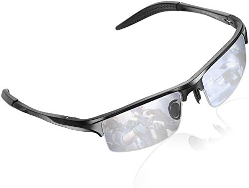QALLY Gaming Glasses Mens Blue Light Blocking Glasses Al-Mg Metal Semi Rimless Sport Frame Clear Lens Anti Blue Ray Eyewear Reduce Eyestrain Stop Migraine Headaches 2023 New