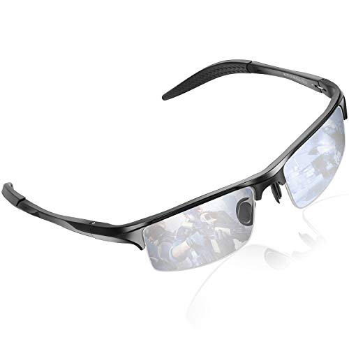 Qally Gaming Glasses Mens Blue Light Blocking Glasses Al-Mg Metal Semi Rimless Sport Frame Clear Lens Anti Blue Ray Eyewear Reduce Eyestrain Stop Migraine Headaches 2023 New #TOP1
