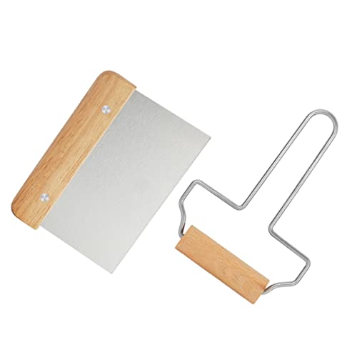 ABOOFAN 2 Pièces couteau à nouilles en acier inoxydable rouleau à pâtisserie grattoir de banc rouleau patisserie rouleau pour la cuisson spatule à crème Pâte Coupeur le beurre