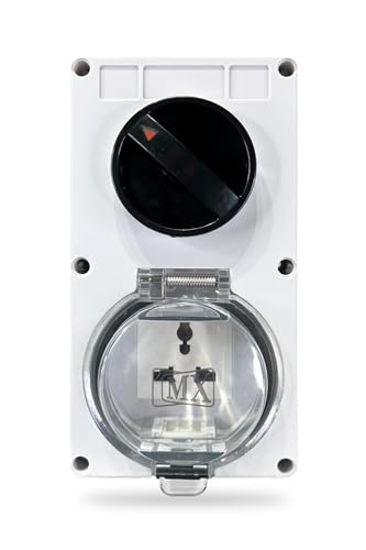 Image of MX IP66 Waterproof Outdoor Universal Socket Box 13A 250V with Spring Lid Cover, Weatherproof Dustproof ABS Electrical Wall Outlet for Garden, Balcony, Terrace & Outdoor Use