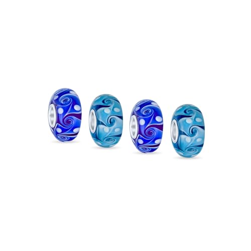 Cuentas de vidrio Murano azul turquesa separadores con ondas para pulseras europeas