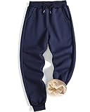 GXAMOY Men's Fleece Thick Warm Sweatpants Thermal Winter Pants Sherpa Lined Jogger PantsNavy(907) M