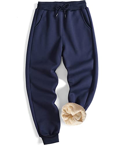 Gxamoy Men's Fleece Thick Warm Sweatpants Thermal Winter Pants Sherpa Lined Jogger Pantsnavy(907) M #TOP20