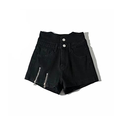 Short en denim taille haute à deux boutons et jambe large pour femme