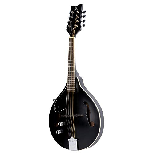 Ortega Guitars A-Style Mandoline Linkshänder – Elektro-Akustisch, F-Holes – Mandolins – Inklusive Gig Bag – Fichte / Ahorn, Schwarz (RMAE40SBK-L)