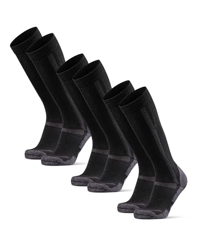 DANISH ENDURANCE Calcetines de Lana Merino Hasta la Rodilla Unisex, 1 o 3 Pack, Negro, 39 42