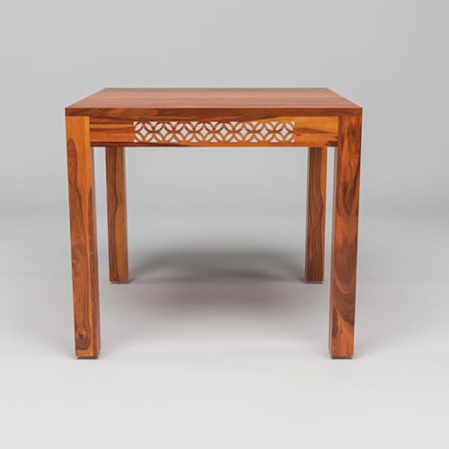Image of Sheesham Wood 2 Chair with 1 Bench Dining Table Set with Cushioned Chairs for Dining Room | Living Room | Hotels Restaurant (4 Seater with Bench, Honey A)