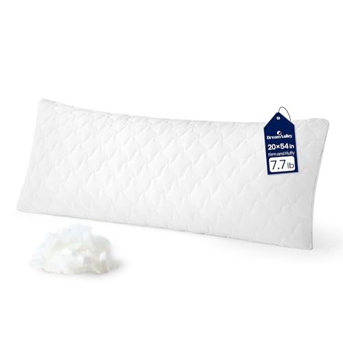 Dream Valley Cooling Body Pillow for Adults 20x54 Full Body Pillow Long Pillow for Bed Adjustable Loft Memory Foam Full Length Body Pillows for Side Sleeper QMAX>0.45 Cream White