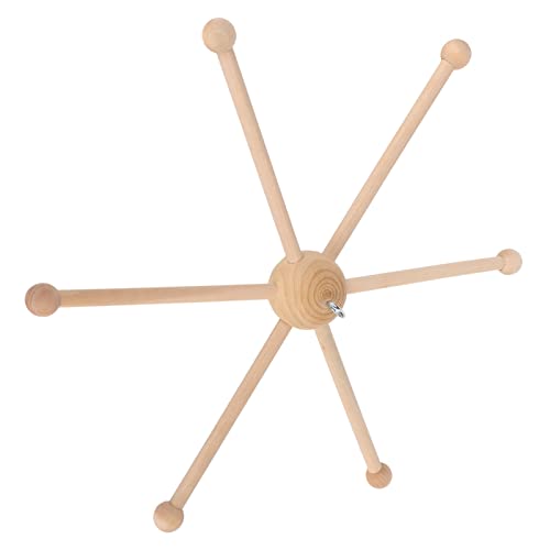 Miniatura 9 de Colgador de cuna de bebé con marco de madera, colgante móvil de madera de seis patas para colgar cajas de octavas, campanas, juguetes y decoración