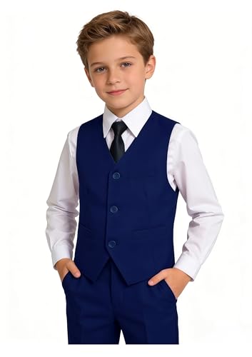 Image of YuanLu Boys Suit Dress Clothes Ring Bearer Outfit Homecoming Dresses Boy Vest and Pants Set for Kids Wedding Tuxedo Suits