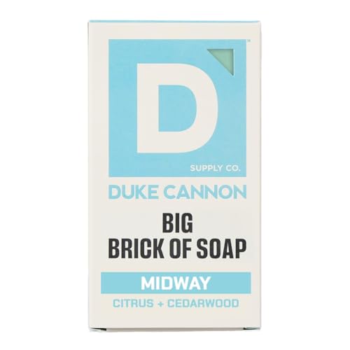 Image of Duke Cannon Supply Co. Extra Large Bar Soap - Men's Natural Soap with Masculine Scents - Citrus + Cederwood - Made in the USA with domestic & globally sourced material - All Skin Types - Midway,10 oz | Citrus + Cedarwood Scent - Triple-Milled Men's Bar Soap - Deep-Cleansing Bath Bar