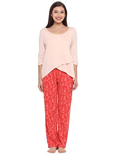 Image of Clovia Women's Cotton Rich Top & Printed Pyjama