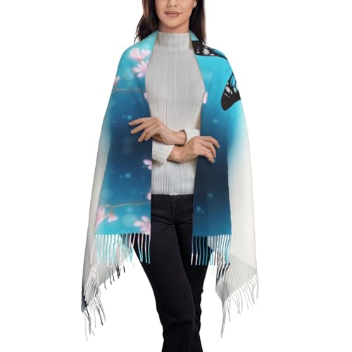 Écharpe longue tendance à pompons idéale pour les sorties fraîches