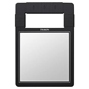 TASALON Hand Mirrors with Handle – Unbreakable Hand Mirror – Unbreakable Handheld Mirror with Silicone Handle for Barber Mirror, Salon Mirror, Makeup Mirror or Shower Mirror, Hand Held Mirror – Black
