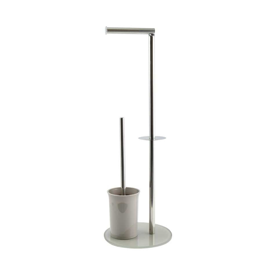 MSV Bergamo - Escobillero para WC, vidrio acero inoxidable plástico, pardo