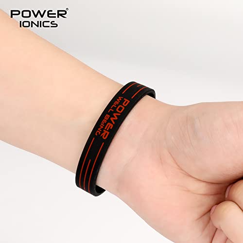 Power Ionics Balance Bracelets For Men/Women Silicone Bracelets Protection Bracelet Black/Red Bracelet, 9.45 Inches, 5 Holes To Adjust, Fits 6-9 Inches Wrist Size #TOP1