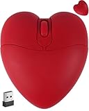 Wireless Bluetooth Mouse Cute Red Love Heart Shape Silent Portable Lightweight Quiet USB Optical Cordless Dual Mode Mice for PC Laptop Computer Tablet Mac MacBook Pro Desktop Kids Girls Women Gift