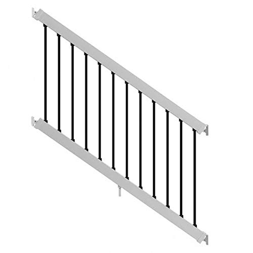 6-ft x 3-ft White Composite Stair Railing Kit with Black Balusters