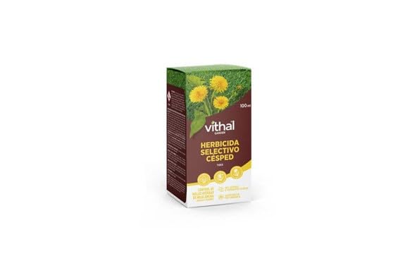 VITHAL Herbicida Selectivo Césped   Herbicida Malas Hierbas Potente, Control Eficaz de Malas Hierbas de Hoja Ancha Anuales y Perennes, Diente de León, Acedera, Jaramago y Hierba de Halcón, 100ml