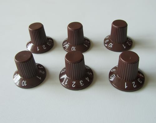 6X Chocolate Brown Guitar AMP Amplifier Skirted Knobs for