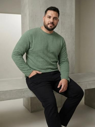 Image of UNSTD Men Plus Size Full Sleeve T-Shirt | Cotton Knitted Round Neck Casual Wear for Men | Regular Fit Big & Tall T-Shirt
