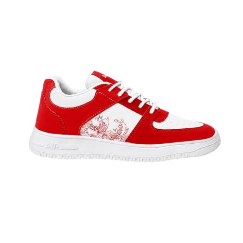 Image of Men's White-Red Casual Airmix Shoes | Premium Soft Cushion Sole | Lightweight Breathable Sneakers for Walking Office Travel College & Outdoor