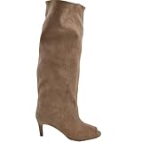 spuntate beige  Stivali Slouchy Donna Arricciato in Camoscio Beige Spuntato Open Tee con Tacco Spillo 5 cm e Gambale Over (40 EU)