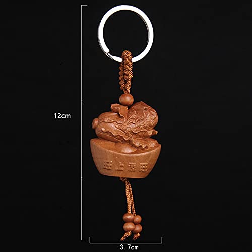 Betterdecor Peach Wood Carved Cabbage With Yuan Bao Ignot Key Chain #TOP1